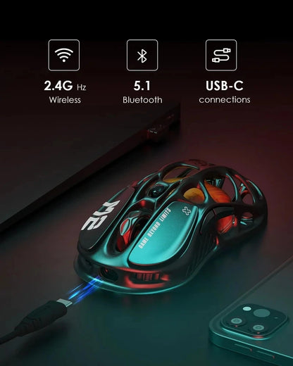 For GravaStar M1 M2 Gaming Mouse Magnesium Alloy Hollow Design Tri-Mode Wireless Wired Custom RGB Mice PC E-Sports Gifts