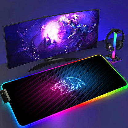 Redragon RGB LED Gaming Mouse Pad – Anti-Skid Desk Mat for PC & Laptop