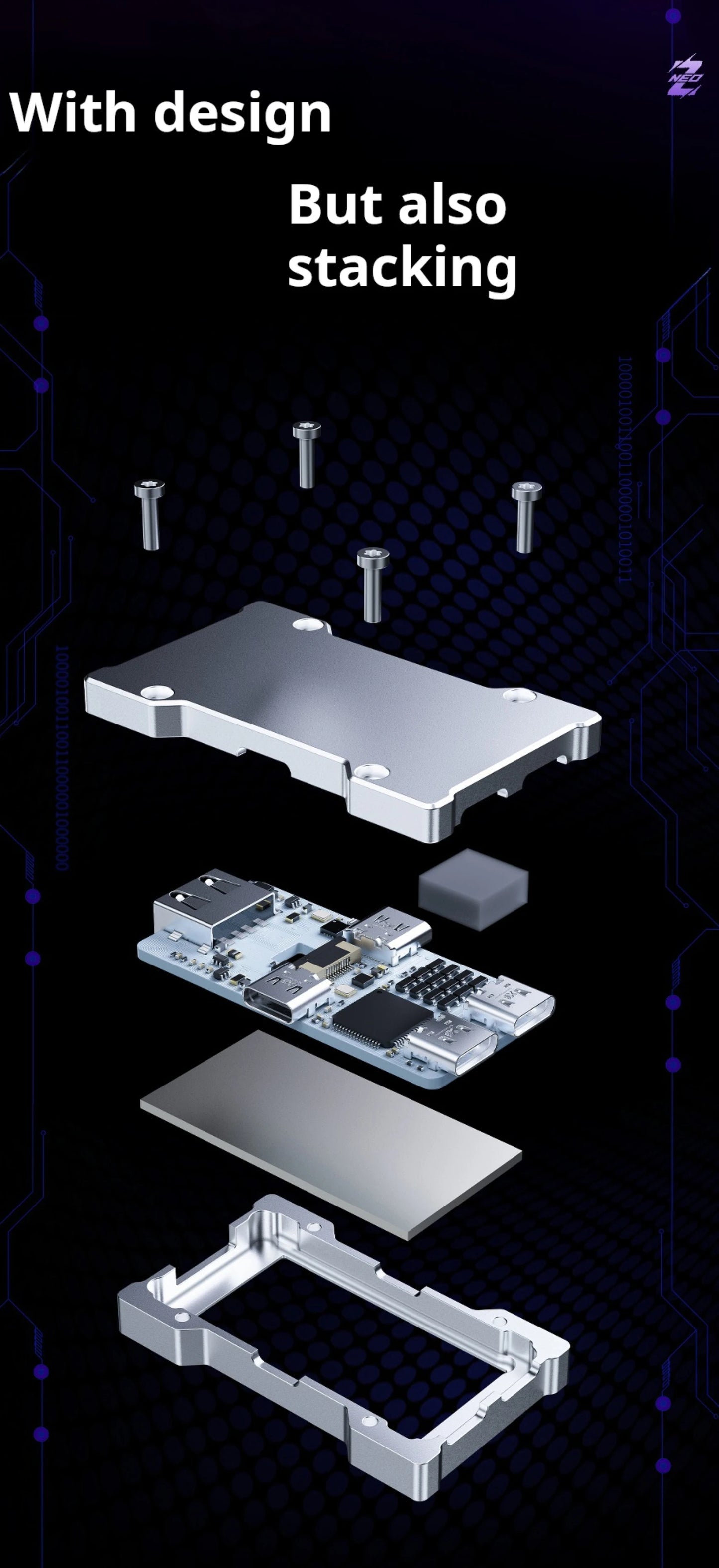 HMLAB ZNEO Gaming USB Hub – 3-Port, 8K Hz, Display Screen