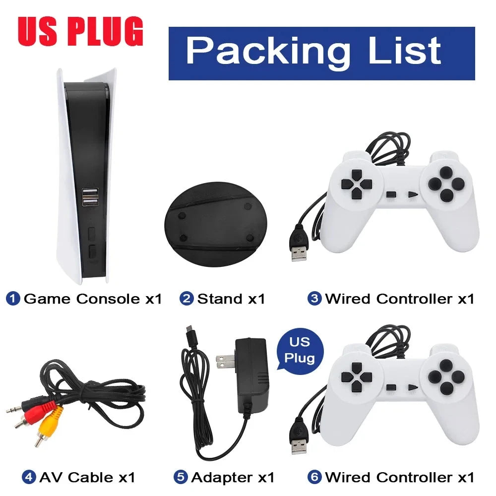 GS5 Retro Game Console – 200 Classic 8-Bit Games, USB Wired Dual Controllers