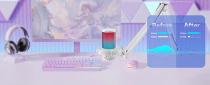 maono Gamerwave DGM20S USB Microphone Gaming Mic Condenser Mic RGB Mic Noise Canceling Mic with Mic Gain RGB Light One key mute