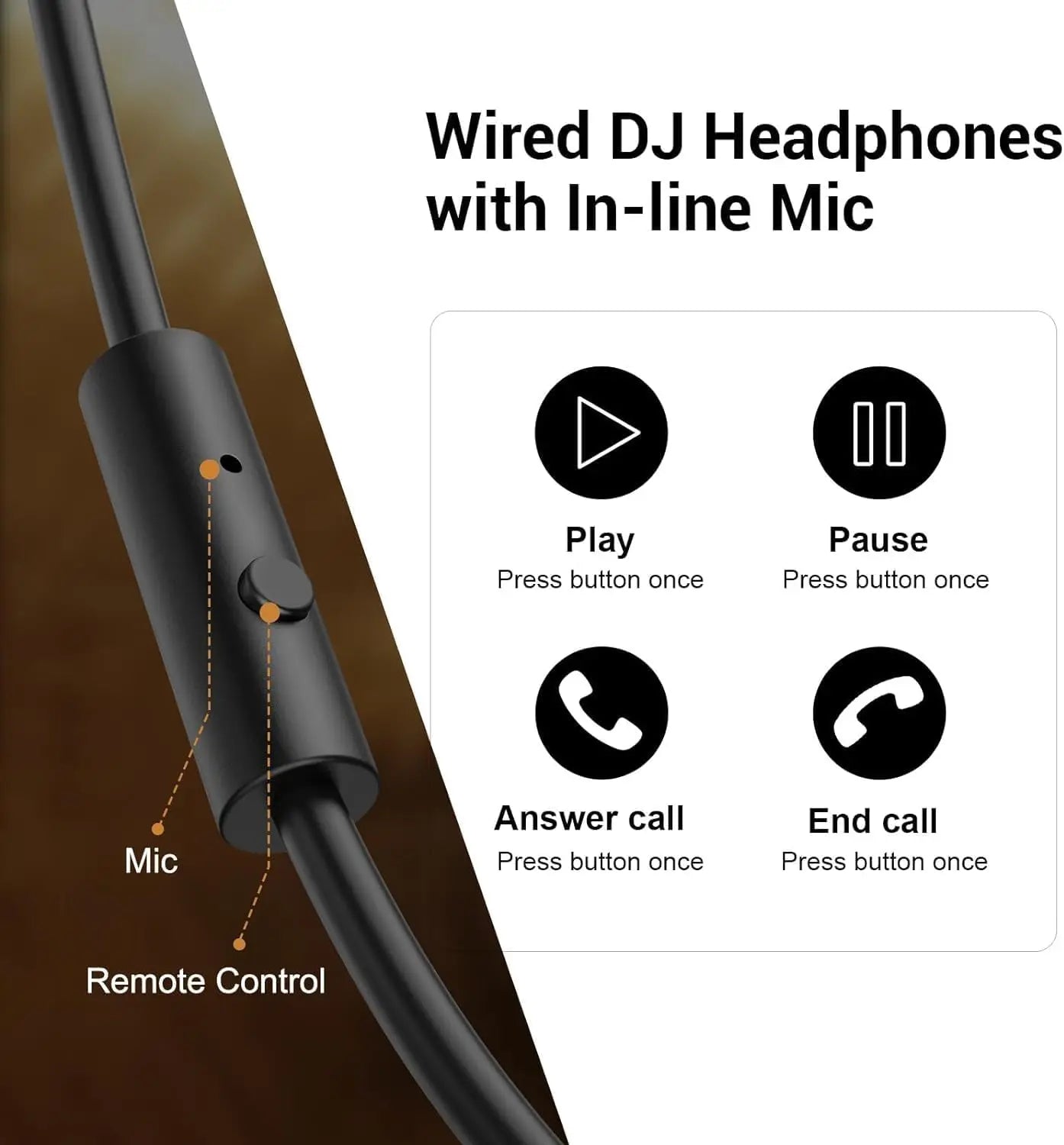 OneOdio Wired Professional Studio Headphones – DJ Over-Ear with Mic, Hi-Res