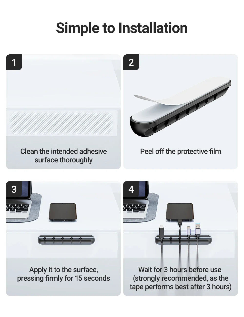 Adhesive Cable Holder Clips – Desktop & Nightstand Cord Organizer