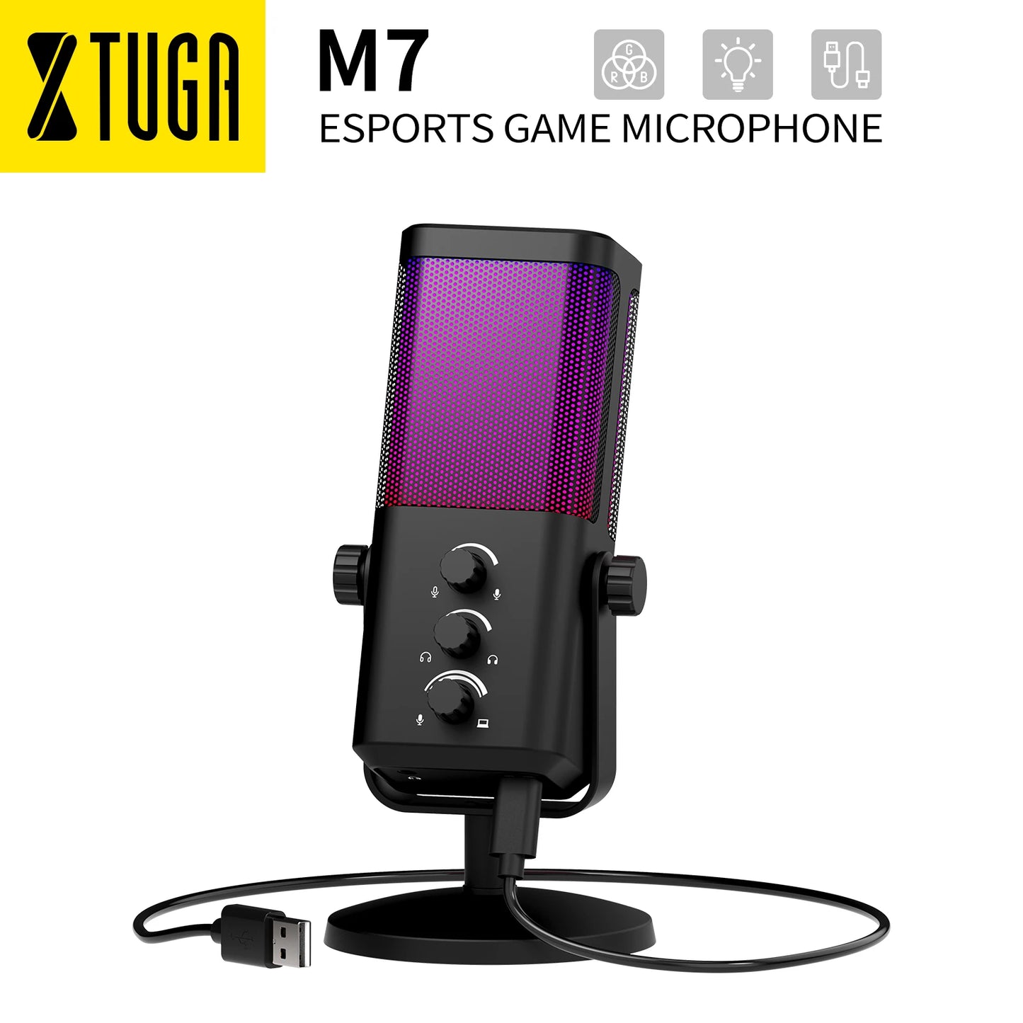 RGB Gaming Microphone Professional Dynamic Mic For Studio Broadcast Voice Computer Gamer Streaming Podcast Livestreaming Mic
