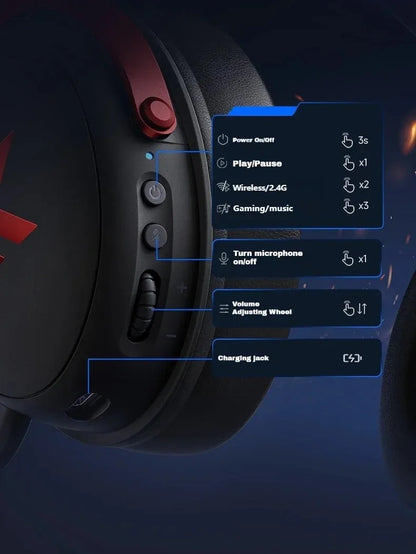 MCHOSE V9 PRO Wireless Gaming Headphones – 3-Mode Noise Reduction with Mic