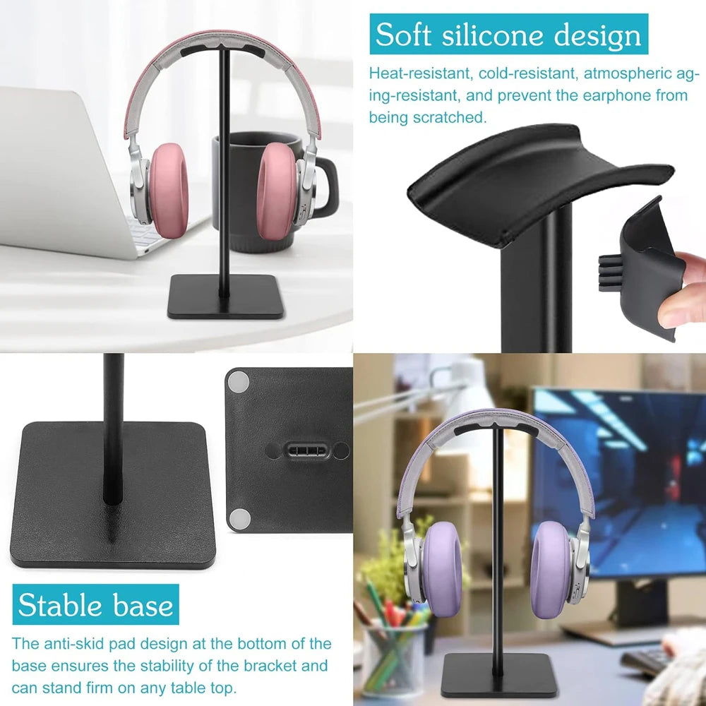 Universal Aluminum Headphone Stand – Flexible Metal Headset Holder